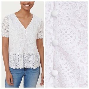 NWT LOFT white lace peplum blouse